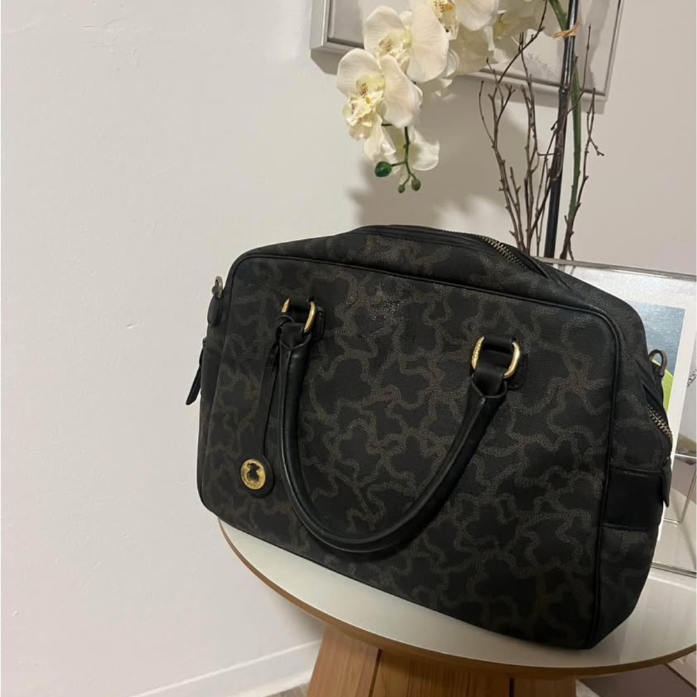 Tous Black Tote Bag with Gold Hardware